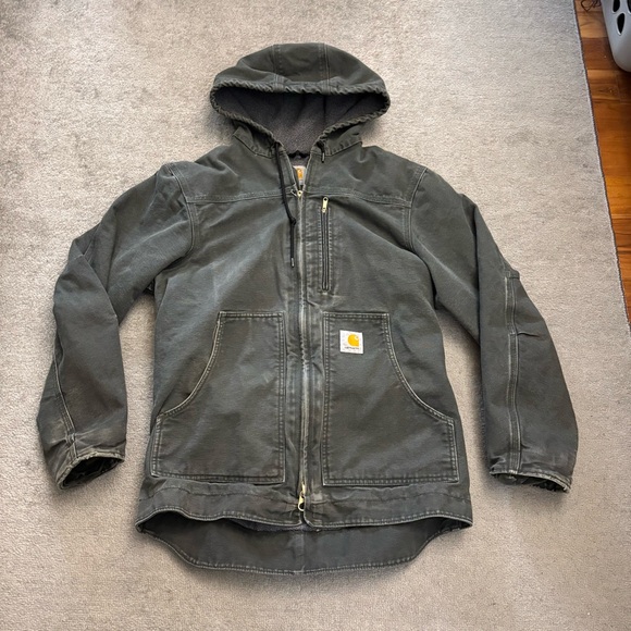 Carhartt Full Swing Hooded Sherpa Lined Zip Up Jacket Green Women’s - Picture 1 of 9